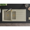 Mexen Andres 1,5-komorige granieten spoelbak met afdruiprek en keukenmengkraan Aster, beige - 6515-69-73450-57-G