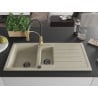 Mexen Andres granit sink 1.5-bowl with drainer and Aster kitchen faucet, beige - 6515-69-73450-57-B