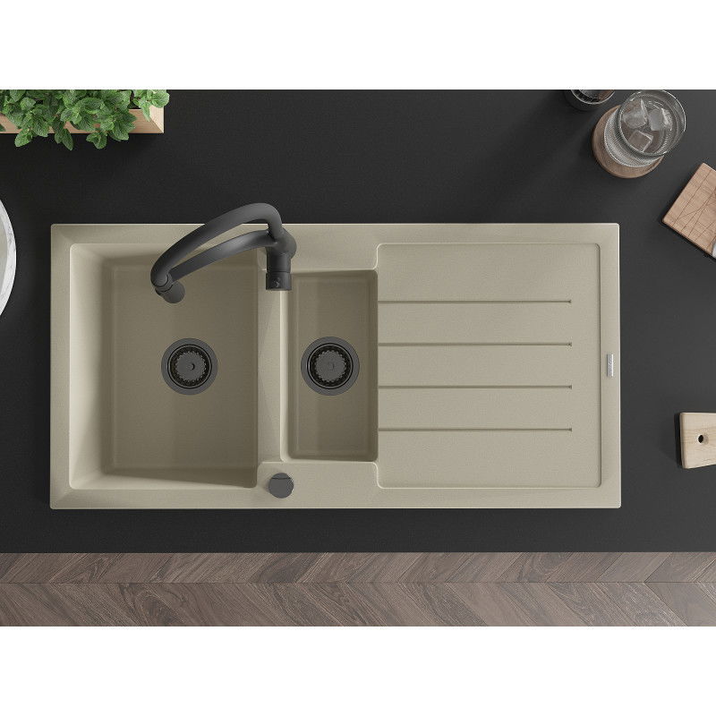 Mexen Andres Granitafslouf mat 1,5-Sektioun mat Oflaaf a Kichekraan Aster, beige - 6515-69-73450-70-B