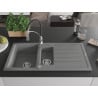 Mexen Andres fregadero de granito 1,5 senos con escurridor y grifo de cocina Aster, gris - 6515-71-73450-07