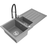 Mexen Andres granit diskbänk 1,5-kammare med avrinning och köksblandare Aster, grå - 6515-71-73450-07