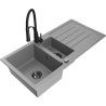 Mexen Andres lavello in granito 1,5 vasca con scolapiatti e rubinetto da cucina Aster, grigio - 6515-71-73450-70-B