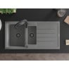 Mexen Andres granitā izlietne ar 1,5 nodalījumiem un noteces palikni, ar virtuves jaucējkrānu Aster, pelēka - 6515-71-73450-70-B