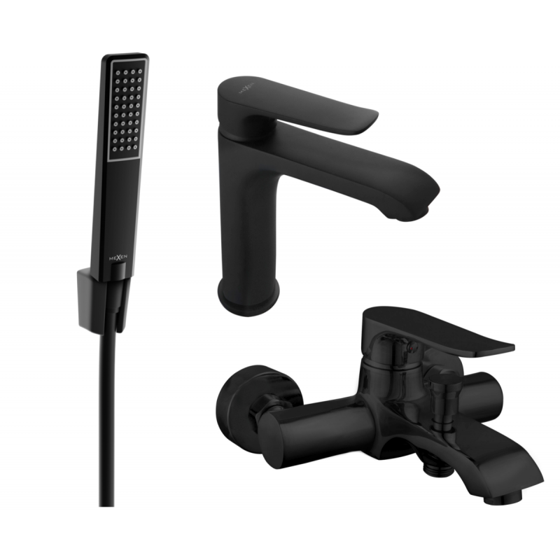 Mexen Pecos R72 badkarsset, svart - 72703R72-70