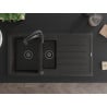 Mexen Andres granitische spoelbak 1,5-kamers met afdruiprek en keukenmengkraan Aster, zwart/goud metallic - 6515-75-73450-70-B