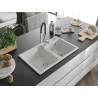 Mexen Tomas granitische spoelbak met 2 kamers en keukenmengkraan Aster, wit - 6516-20-73450-07