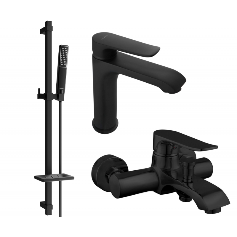 Mexen Pecos DQ72 Badewannen-Set, schwarz - 72703DQ72-70