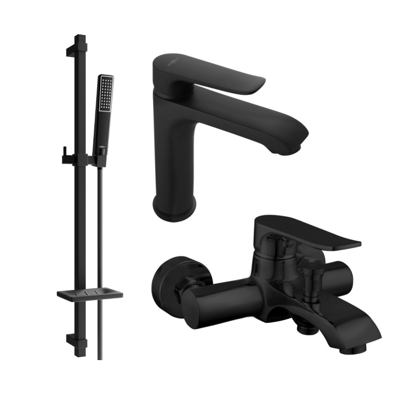 Mexen Pecos DQ72 bathtub set, black - 72703DQ72-70
