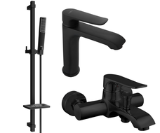 Mexen Pecos DQ72 Badewannen-Set, schwarz - 72703DQ72-70