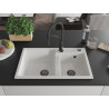 Mexen Tomas fregadero de granito de 2 compartimentos con grifo de cocina Aster, blanco - 6516-20-73450-70-B