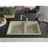 Mexen Tomas 2-cavity granieten gootsteen met keukenkraan Aster, beige - 6516-69-73450-07