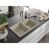 Mexen Tomas 2-cavity granieten gootsteen met keukenkraan Aster, beige - 6516-69-73450-07