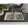 Mexen Tomas granit afwasbak met 2 kamers en keukenkraan Aster, beige - 6516-69-73450-07-B