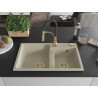 Mexen Tomas fregadero de granito de 2 compartimentos con grifo de cocina Aster, beige - 6516-69-73450-57-G