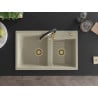 Mexen Tomas 2-bowl Granite Sink with Aster Kitchen Faucet, Beige - 6516-69-73450-57-G