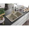 Mexen Tomas évier en granit 2 cuves avec robinet de cuisine Aster, beige - 6516-69-73450-57-B