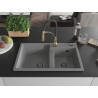Mexen Tomas 2-Kammer-GranitsSpüle mit Küchenarmatur Aster, grau - 6516-71-73450-57-B