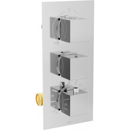 Mexen Cube termostatyczna bateria wannowo-prysznicowa 3-wyjściowa, chrom - 77503-00