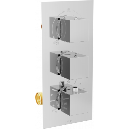 Mexen Cube thermostatische Wannen- und Duscharmatur 3-Ausgänge, Chrom - 77503-00