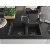 Mexen Tomas granitspüle 2-becken mit küchenarmatur Aster, schwarz/silber metallic - 6516-73-73450-07-B