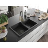 Mexen Tomas fregadero de granito de 2 senos con grifo de cocina Aster, negro/plateado metálico - 6516-73-73450-57-B