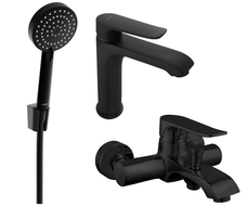Mexen Pecos R75 Badewannen-Set, schwarz - 72703R75-70