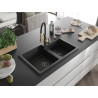 Mexen Tomas fregadero de granito de 2 compartimentos con grifo de cocina Aster, negro - 6516-77-73450-57-B