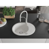 Mexen Kevin granieten spoelbak 1-compartiment met afdruiprek en keukenmengkraan Aster, wit - 6517-20-73450-02