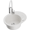 Mexen Kevin 1-bowl granite kitchen sink with drainer and Aster kitchen tap, white - 6517-20-73450-02