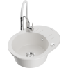 Mexen Kevin fregadero de granito de 1 cubeta con escurridor y grifo de cocina Aster, blanco - 6517-20-73450-02