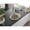 Mexen Kevin granitspüle einbecken mit abtropffläche und küchenarmatur Aster, beige - 6517-69-73450-07-B
