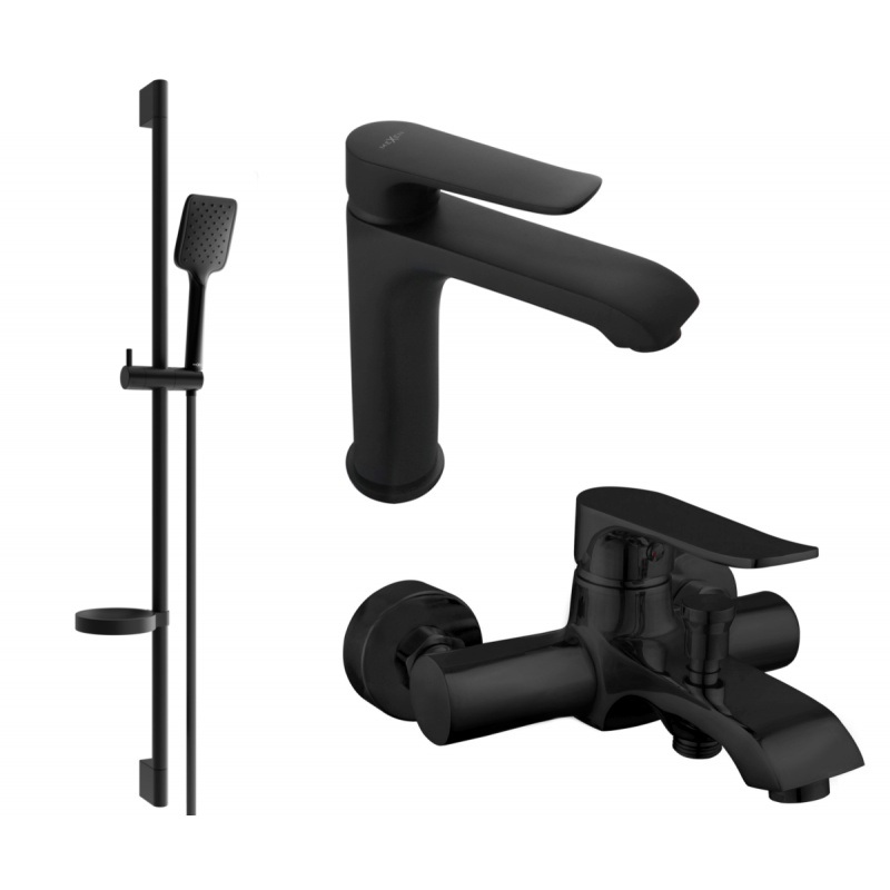 Mexen Pecos DS62 bath set, black - 72703DS62-70