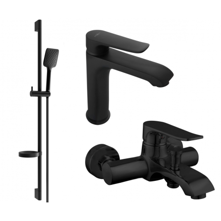 Mexen Pecos DS62 bath set, black - 72703DS62-70