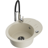 Mexen Kevin fregadero de granito de 1 cubeta con escurridor y grifo de cocina Aster, beige - 6517-69-73450-07-B