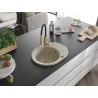 Mexen Kevin granieten spoelbak 1-kompartment met druiprek en keukenmengkraan Aster, beige - 6517-69-73450-57-G
