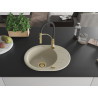 Mexen Kevin granitische spoelbak 1-komorige met afdruiprek en keukenmengkraan Aster, beige - 6517-69-73450-57-G