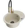Mexen Kevin 1-bowl granite sink with drainer and kitchen tap Aster, beige - 6517-69-73450-57-B
