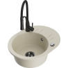 Mexen Kevin granitspüle 1-becken mit abtropffläche und küchenarmatur Aster, beige - 6517-69-73450-70-B
