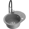 Mexen Kevin fregadero de granito de 1 cubeta con escurridor y grifo de cocina Aster, gris - 6517-71-73450-07