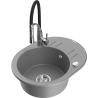 Mexen Kevin granite kitchen sink 1-bowl with drainer and Aster kitchen tap, grey - 6517-71-73450-07