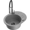 Mexen Kevin 1-bowl granite sink with drainer and Aster kitchen tap, grey - 6517-71-73450-07-B