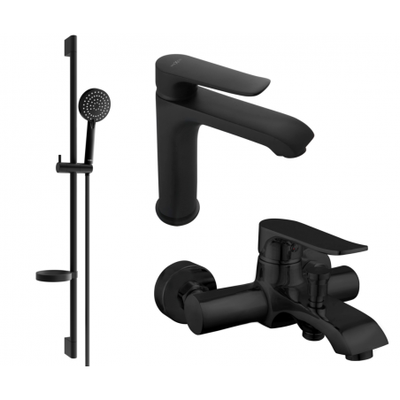 Mexen Pecos DS75 bath set, black - 72703DS75-70