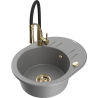 Mexen Kevin fregadero de granito de 1 cubeta con escurridor y grifo de cocina Aster, gris - 6517-71-73450-57-G