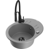 Mexen Kevin fregadero de granito de 1 cubeta con escurridor y grifo de cocina Aster, gris - 6517-71-73450-70-B