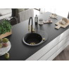 Mexen Kevin évier en granit 1 bac avec égouttoir et robinet de cuisine Aster, noir/argent métallisé - 6517-73-73450-57-G