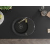 Mexen Kevin fregadero de granito de 1 seno con escurridor y grifo de cocina Aster, negro/plateado metalizado