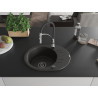 Mexen Kevin granieten gootsteen met 1 bak, afdruipgedeelte en keukenmengkraan Aster, zwart/goud metallic - 6517-75-73450-07-B