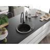 Mexen Kevin fregadero de granito de 1 cubeta con escurridor y grifo de cocina Aster, negro/dorado metálico - 6517-75-73450-70-B