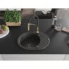 Mexen Kevin 1-bowl granite sink with drainer and Aster kitchen tap, speckled black - 6517-76-73450-57-B