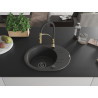 Mexen Kevin fregadero de granito de 1 compartimento con escurridor y grifo de cocina Aster, negro moteado - 6517-76-73450-57-B